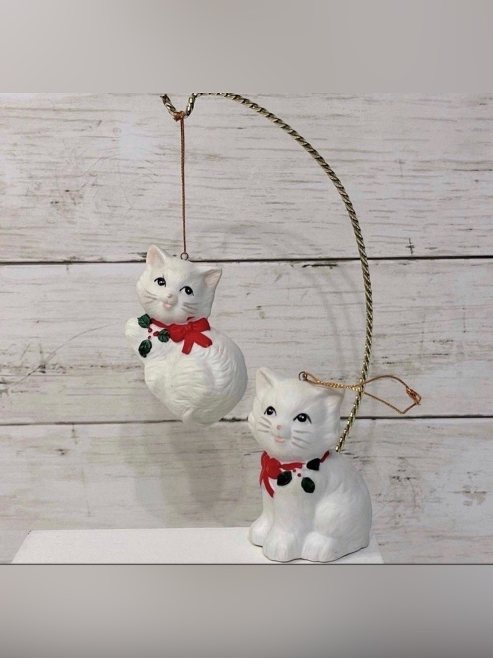 VTG House of Lloyd White Kittens Ornaments